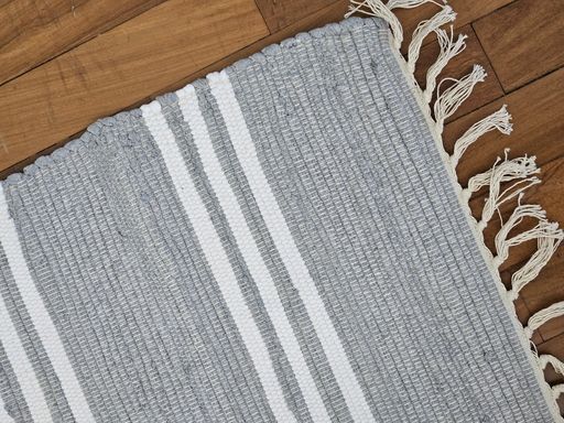 [AAE680] ALFOMBRA DE ALGODON GRIS RAYAS BLANCAS 60X90 CM - eCommerce 2