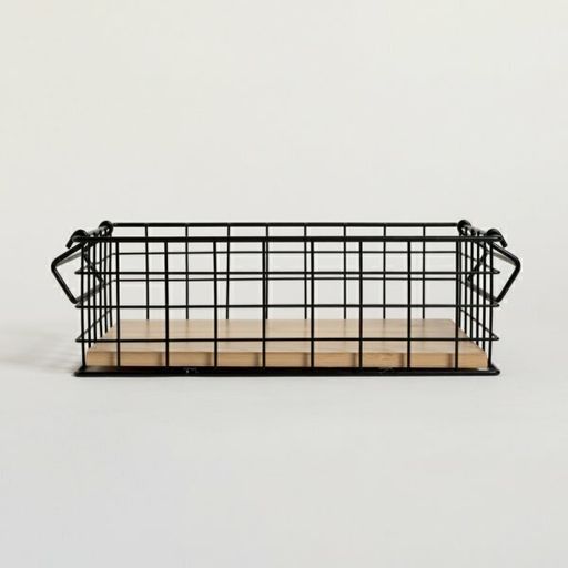 [AAC885] CANASTO NEGRO CON ASAS BASE BAMBOO - eCommerce 4