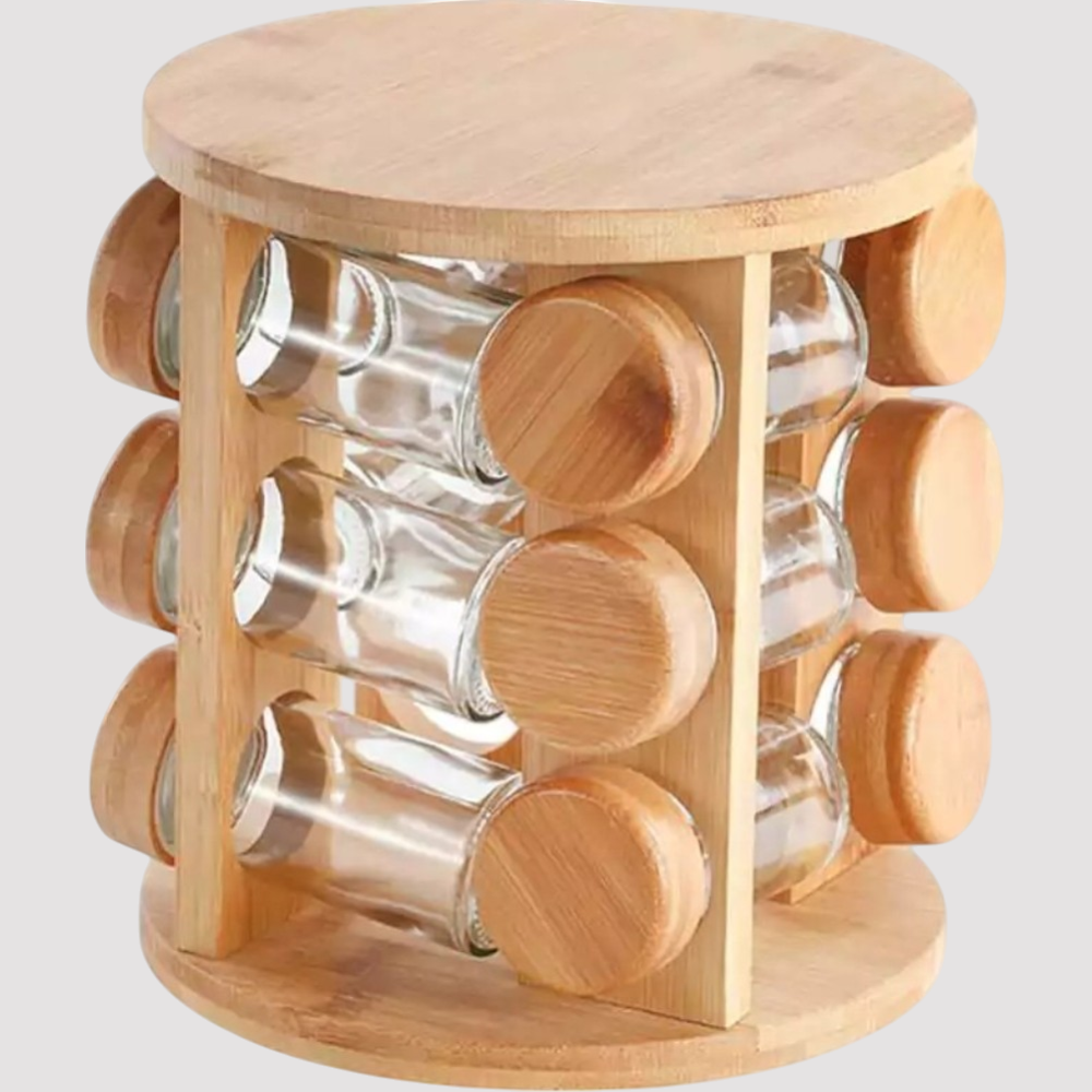 [AAE646] ESPECIERO GIRATORIO CON 9 FRASCOS 100ML 15X15X23CM BAMBOO - eCommerce 4