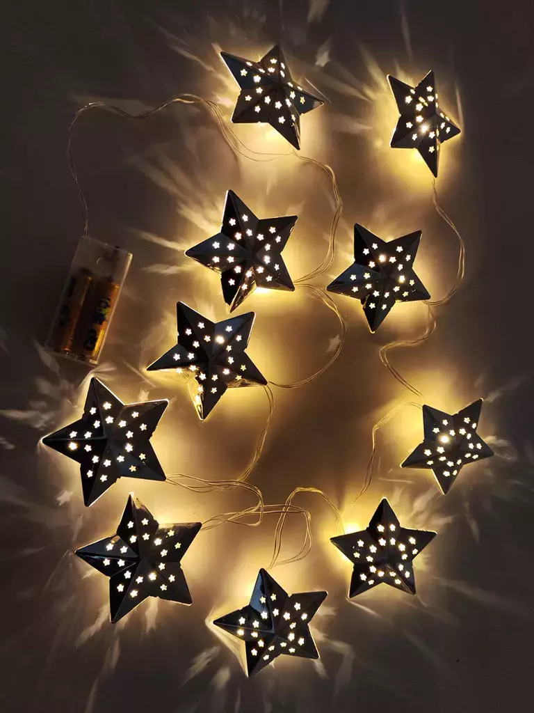 [AAD936] GUIRNALDA X10 LUCES ESTRELLAS METAL PLATEADAS - eCommerce 3