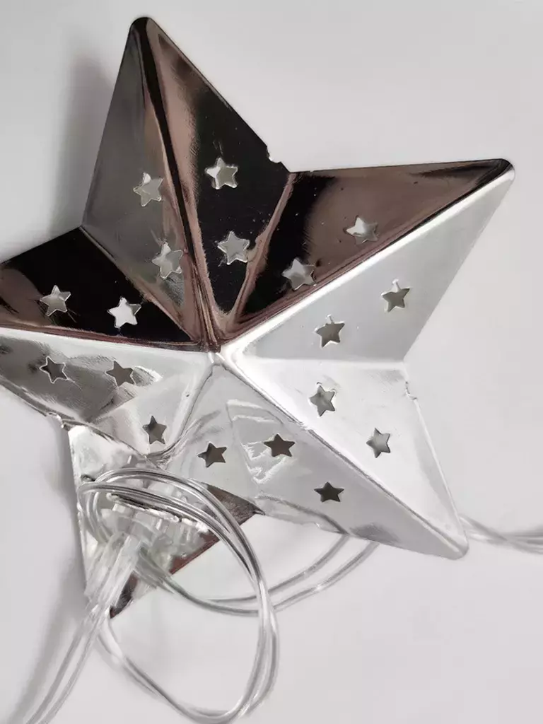 [AAD936] GUIRNALDA X10 LUCES ESTRELLAS METAL PLATEADAS - eCommerce 4