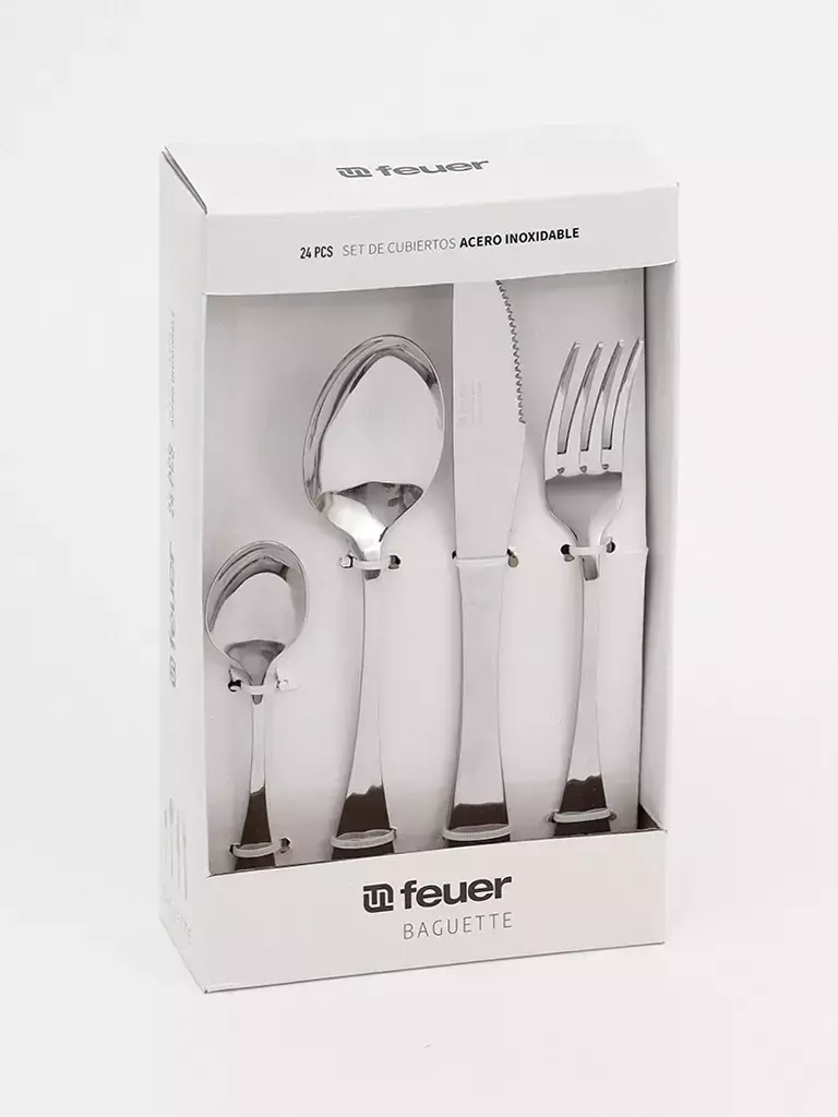 [AAE156] Juego de Cubiertos Baguette x24 Piezas Acero Inoxidable Feuer - eCommerce 7