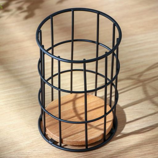 [AAF399] PORTA UTENSILIOS NEGRO BASE BAMBOO ALTO - eCommerce 4