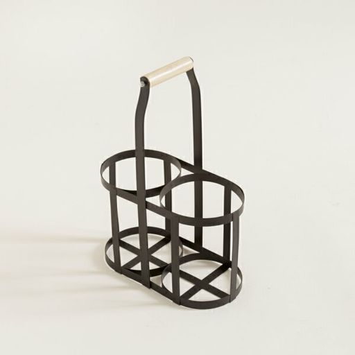 [AAD710] PORTABOTELLAS X2 NEGRO C/ MANIJA DE MADERA - eCommerce 3