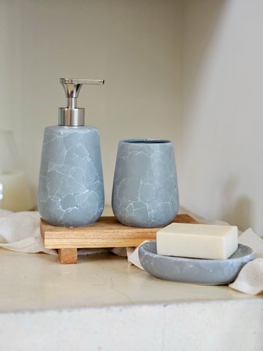 [AAE819] PORTACEPILLO SIMIL MÁRMOL REDONDO 11CM GRIS - eCommerce 3