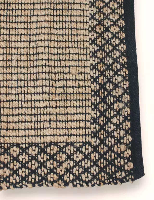 [AAG463] ALFOMBRA YUTE CON BORDES ALGODON NEGRO 120X180 CM - eCommerce 2