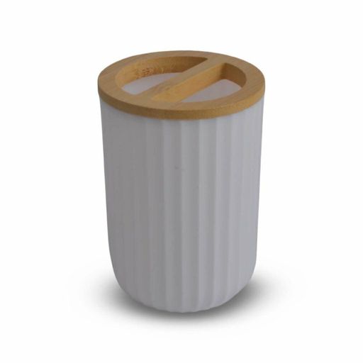 [AAD820] Portacepillo rayas verticales tapa bamboo blanco - eCommerce 2