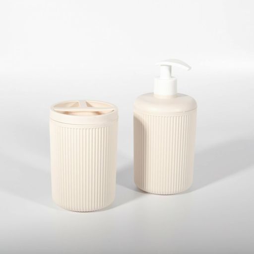[AB238] SET DE DISPENSER + VASO PORTA CEPILLO - NATURAL - eCommerce 2