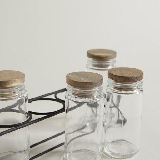 [AAE883] SET X 5 ESPECIEROS VIDRIO Y ACACIA EN RACK 90 ML - eCommerce 3