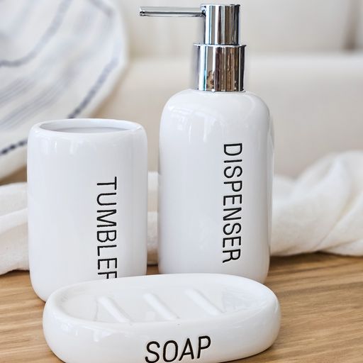 [AAD816] SET X3 DE BAÑO BLANCO LETRAS NEGRAS DE CERAMICA - eCommerce 2