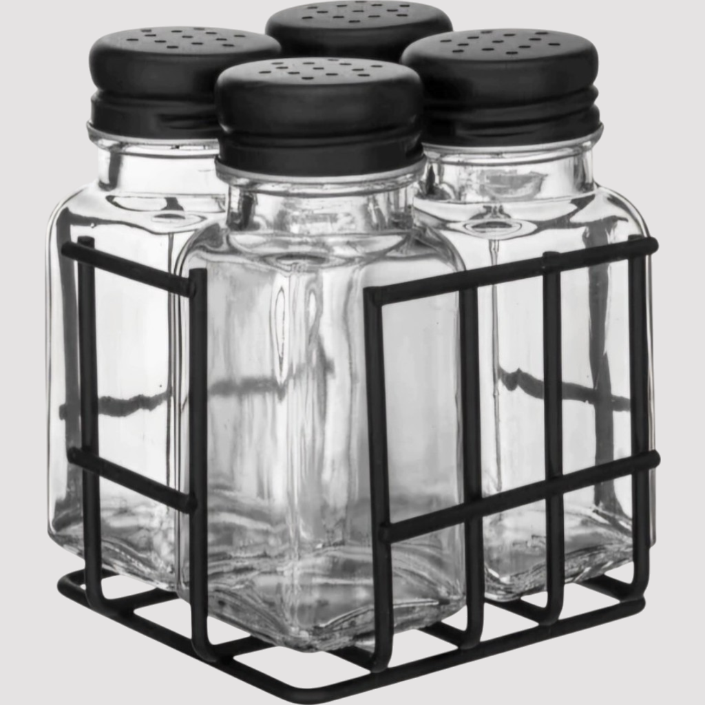 [AAD597] SET X4 ESPECIEROS VIDRIO Y METAL NEGRO - eCommerce 3