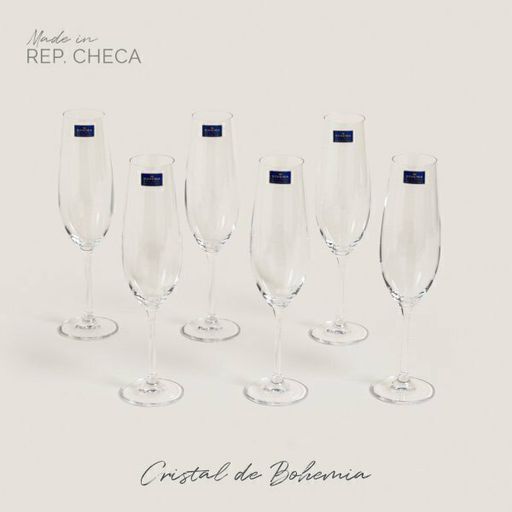 [AAB166.0] SET X6 COPAS CHAMPAGNE CRISTAL BOHEMIA - eCommerce 2