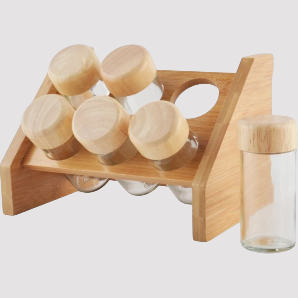 [AAE644] SET X6 ESPECIEROS CON SOPORTE Y TAPA DE BAMBOO 20X14X14CM - eCommerce 3