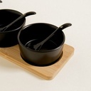 [AB426] SETX3 COPETINEROS CERAMICA NEGRA CON BASE DE BAMBO - eCommerce 2