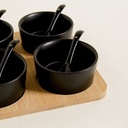 [AB420] SETX4 COPETINEROS CERAMICA NEGRA CON BASE DE BAMBO - eCommerce 3