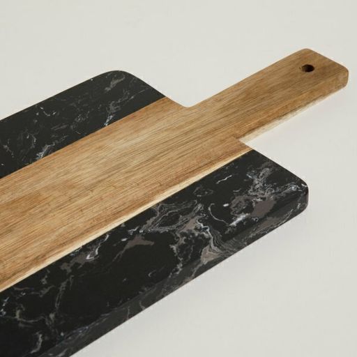 [AAD716.0] TABLA MARMOL NEGRO Y MADERA CON MANGO 38X18 - eCommerce 3