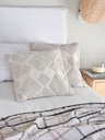 [AAH955] Funda de almohadón 45 x 45 cm lisa natural con rombos grandes y chicos en cadena - eCommerce 2