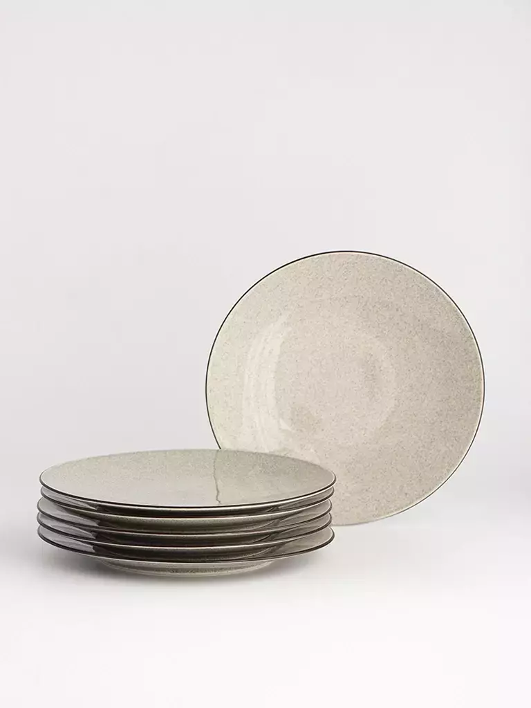 [AAE675] SET X6 PLATO PLAYO PORCELANA PEDRA ROCHA BEIGE 27 CM - eCommerce 4