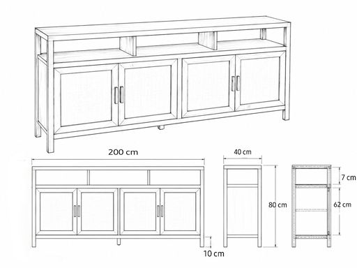 [AAI052] Aparador Colonial 200cm - eCommerce 3