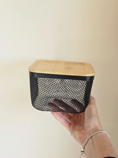 [AAI255] CaJa Organizadora Metal con Tapa Bamboo Negra - eCommerce 4