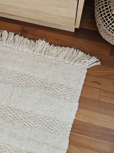 [AAF207] ALFOMBRA ALGODON NATURAL FRANJAS PELOS CON FLECOS 55X140 CM - eCommerce 3