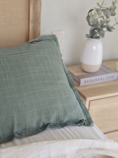FUNDA DE ALMOHADON GASA 50X50- VERDE MUSGO
