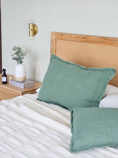 FUNDA DE ALMOHADON GASA 50X70- VERDE MUSGO