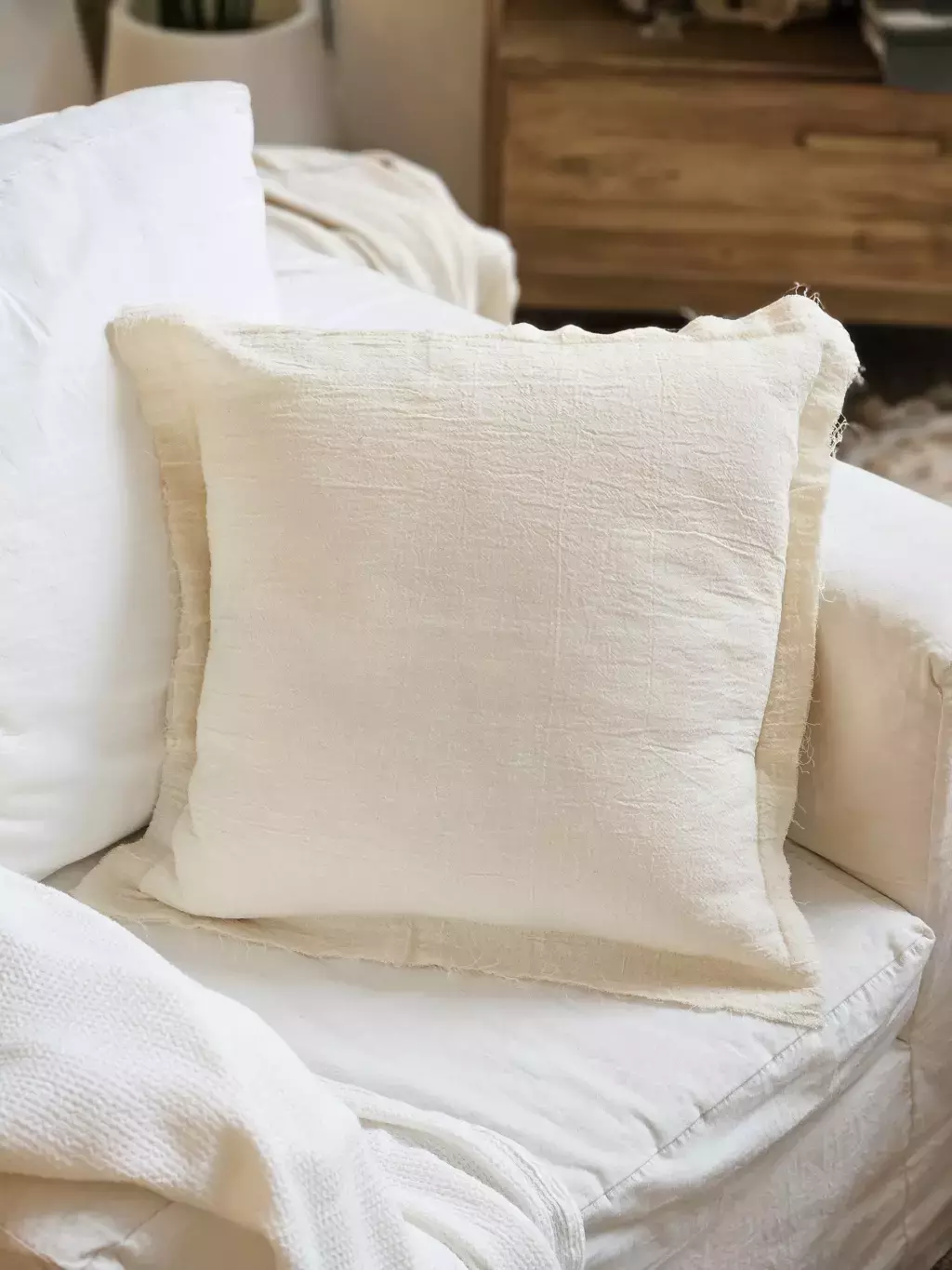 FUNDA DE ALMOHADON TUSSOR NATURAL 50X50