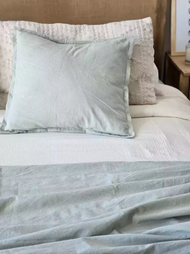FUNDA DE ALMOHADON TUSSOR VERDE MALVA 50X50
