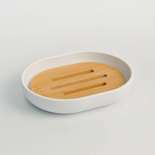 JABONERA BLANCA CON BAMBOO