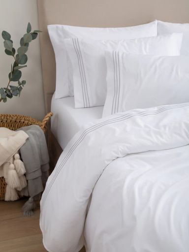 JUEGO DE SABANAS OXFORD PLATINUM QUEEN Gris Perla