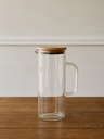 Jarra de vidrio borosilicato con tapa de bamboo y acero