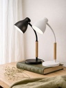 LAMPARA DE ESCRITORIO CON MADERA Y FLEX BASE CIRCULAR NEGRO