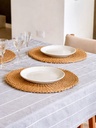 MANTEL GRIS ELEFANTE C/ RAYA BLANCA 200X150