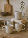 MUG BLANCO CON LINEAS VERTICALES BEIGE 350ML