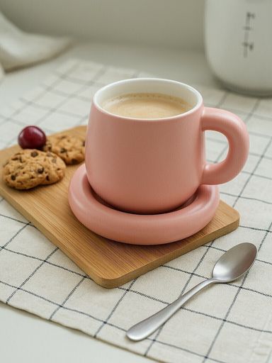 MUG CON PLATO PINK