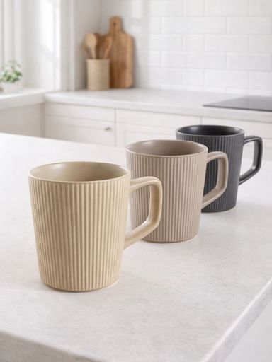 MUG DE CERAMICA RAYAS VERTICALES GRIS
