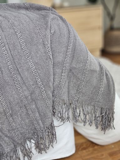 Manta lisa trama lineas gris 130x170 cm