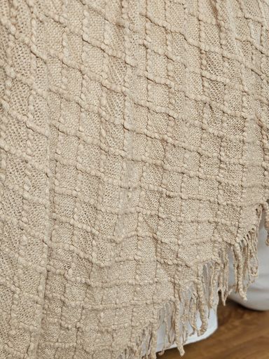 Manta lisa trama rombo chico beige 130x170 cm