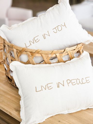 PACK X2 ALMOHADONES LIVE IN PEACE - LIVE IN JOY NATURAL