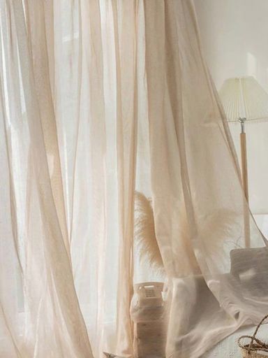 PACK X2 CORTINA VOILE HILO BEIGE 210X140