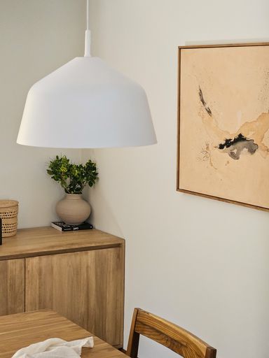 PANTALLA COLGANTE ESTILO CAPSULA BLANCO MATE