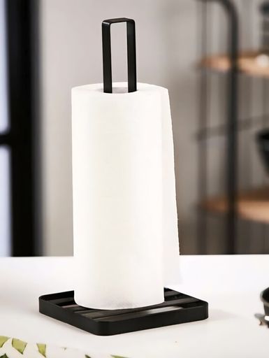 PORTA ROLLO DE COCINA NEGRO CON BASE CUADRADA DE META