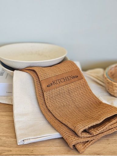 Pack x2 repasadores waffle/tussor canela y beige kitchen
