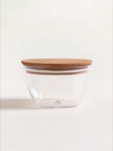 RECIPIENTE CONICO ACRILICO TAPA DE MADERA 300 ML