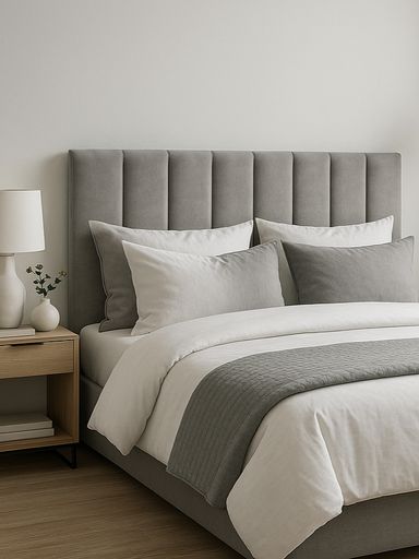 RESPALDO DE CAMA CANELON GRIS CLARO 140