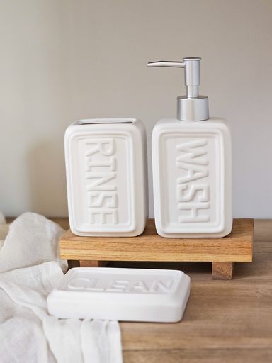 SET DE BAÑO X3 CERAMICA WASH BLANCO