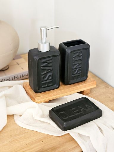 SET DE BAÑO X3 CERAMICA WASH NEGRO