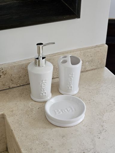 [AAD812.0] SET DE BAÑO X3 PIEZAS CERAMICA BLANCO