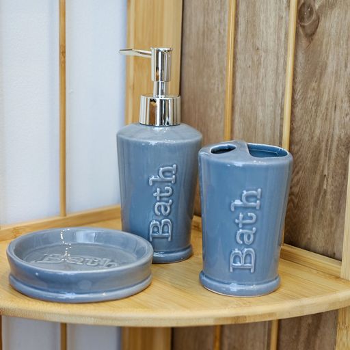 SET DE BAÑO X3 PIEZAS CERAMICA GRIS